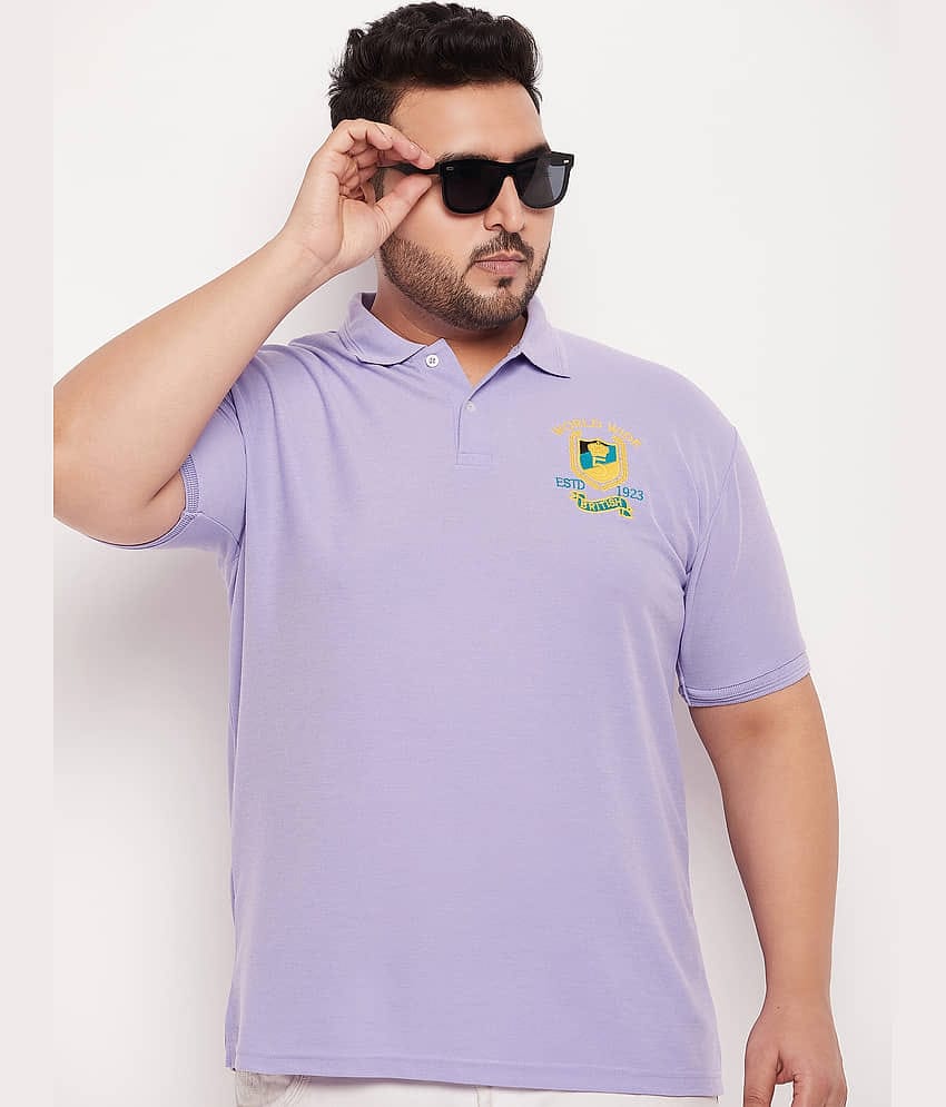 GET GOLF Pack of 1 Cotton Blend Regular Fit Solid Half Sleeves Men's Polo T Shirt ( Lavender )