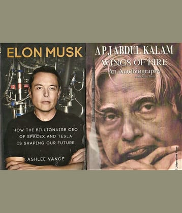 TWO BOOKS COMBO  WINGS OF FIRE AN AUTOBIOGRAPHY BY ARUN TIWARI AND ELON MUSK -BIOGRAPHY PAPER BACK BY ASLEE VANCE TWO GREAT BOOKS FOR CHANGE YOUR LIFE.