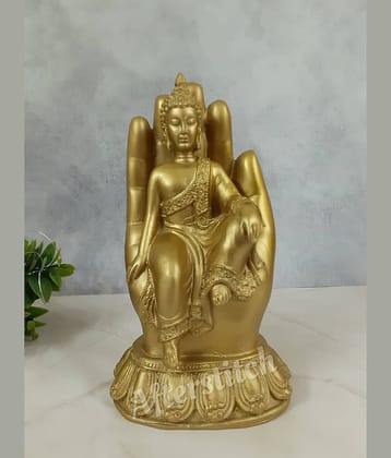 AFTERSTITCH Gautam Buddha Golden Palm Idol Statue for Home Office Living Room Table Decor Showpiece for Garden Decoration Sitting Big Size