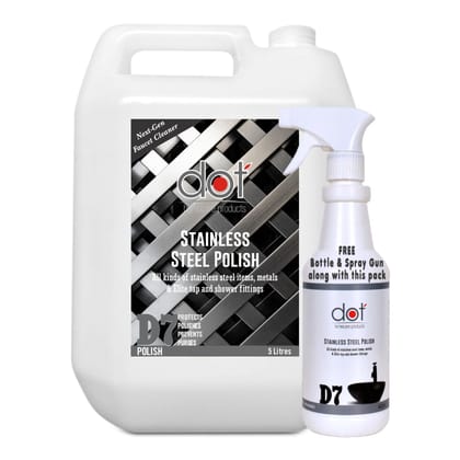 DOT Homecare Products | Stainless Steel Polish 5 Litres | Protect from Rusts | SS Shiner | Removes Hard Water Stains | India's 1st Matte Black Fixture cleaner | Thicker than any cleaner DOT Homecare Products | Stainless Steel Polish 5 Litres | Protect from Rusts | SS Shiner | Removes Hard Water Stains | India's 1st Matte Black Fixture cleaner | Thicker than any cleaner