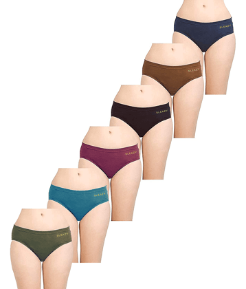Sleazy - Cotton Solid Multi Color Women's Briefs ( Pack of 6 )