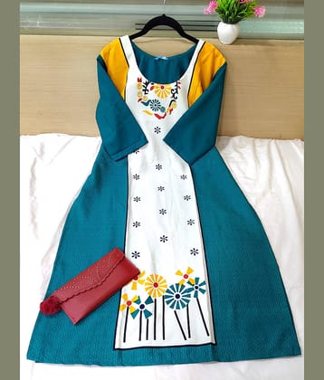 Ethnic Basket Pack of 1 Crepe Printed Straight Women's Kurti - ( Multicolor )