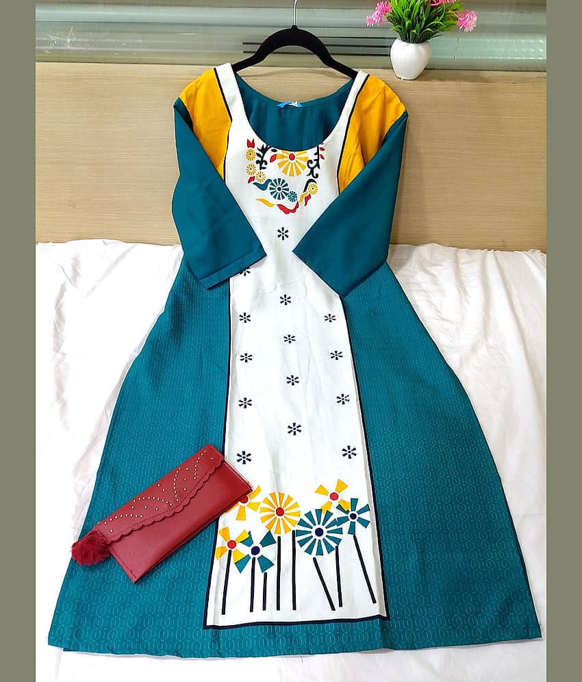 Ethnic Basket Pack of 1 Crepe Printed Straight Women's Kurti - ( Multicolor )