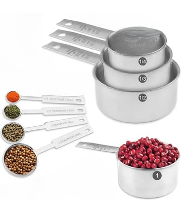 Visaxmi Stainless Steel Measuring Cups & Spoons Set ( Pack of 8 )