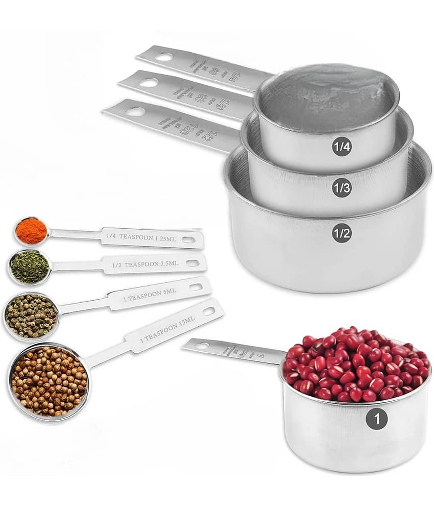 Visaxmi Stainless Steel Measuring Cups & Spoons Set ( Pack of 8 )