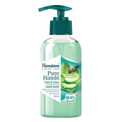Himalaya Pure Hands Moisturizing Hand Wash - Tulsi & Aloe, 99.9% Germ Protection, pH Balanced, 250ml Pump