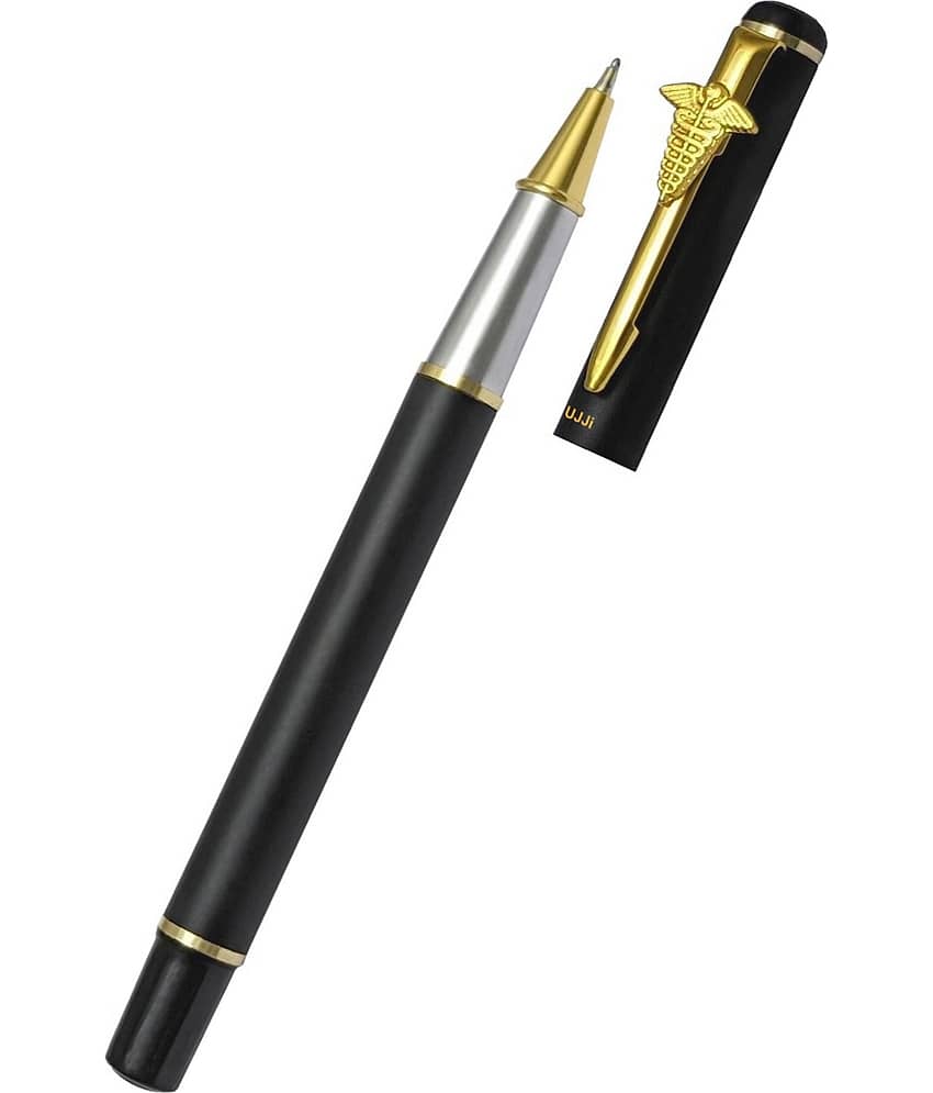 UJJi Doctor Logo Pen in Brass Black Colour (Blue Ink) Roller Ball Pen