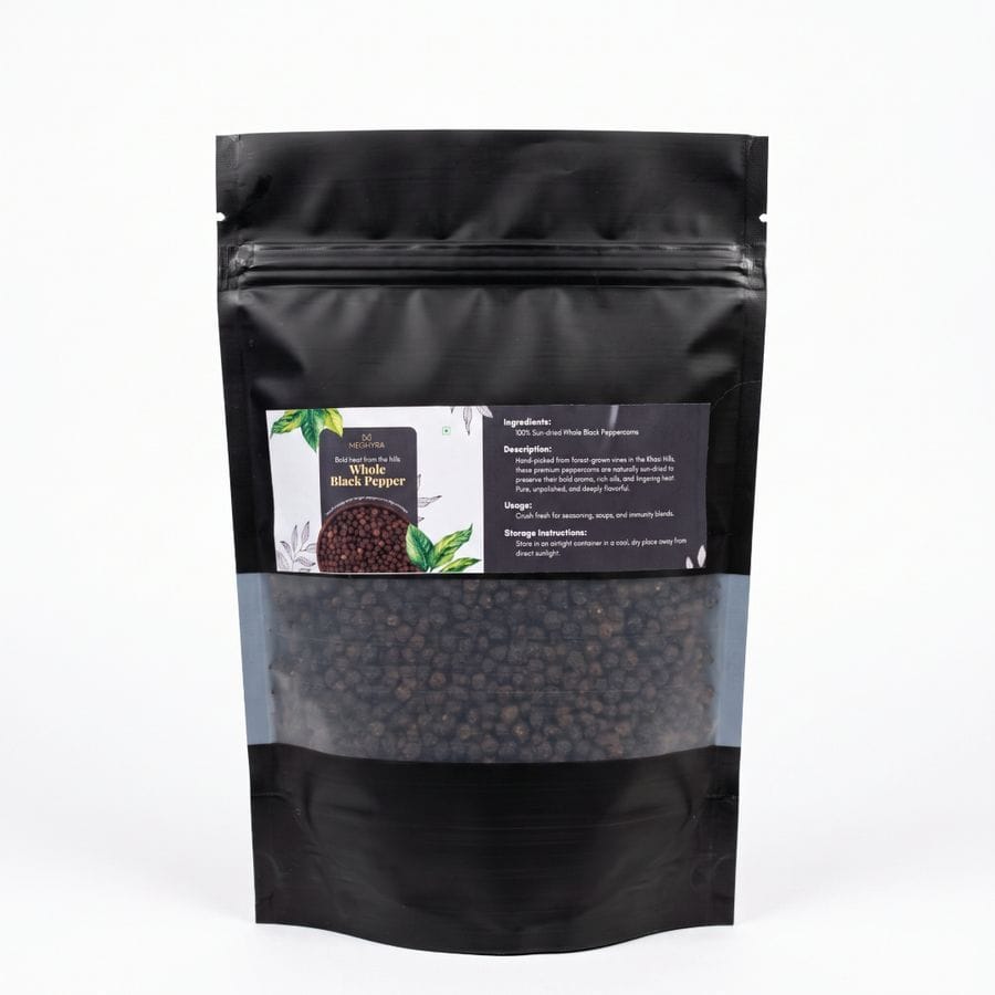 MEGHYRA WHOLE BLACK PEPPER - 250 gm - One pouch