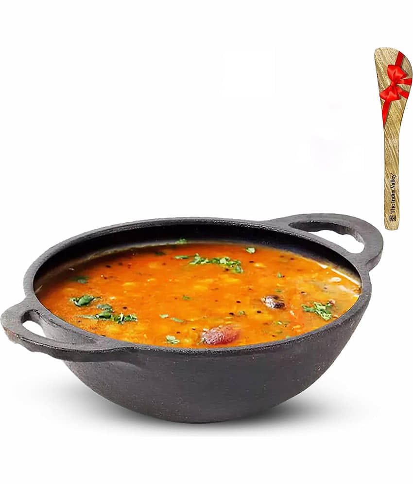 The Indus Valley Cast Iron Non coated Deep Kadhai 6 mm ( 2.2 ) L