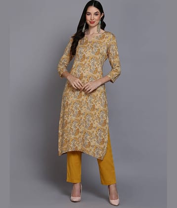 Vaamsi Viscose Printed Straight Women's Kurti - Yellow ( Pack of 1 )