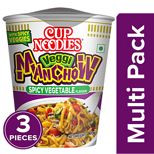Nissin Veggi Manchow Instant Cup Noodles, 3x70 g Multipack