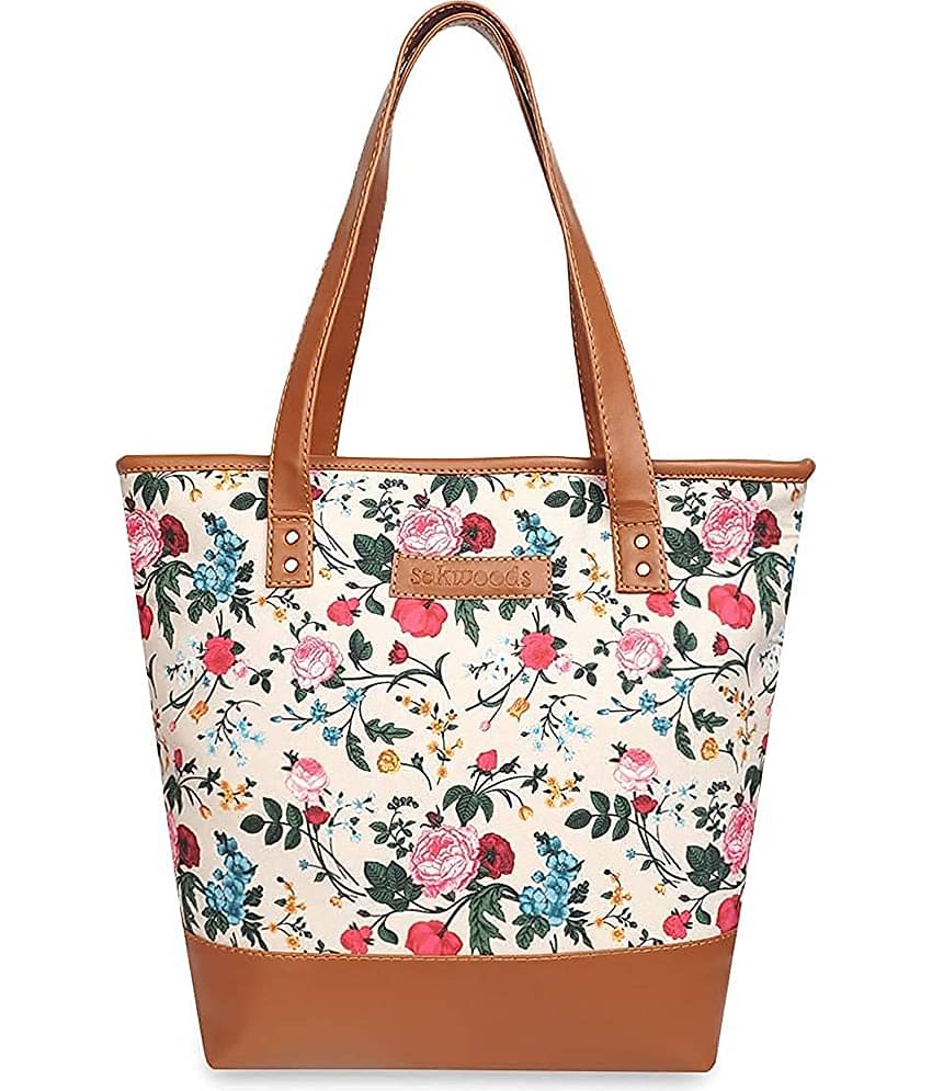 Lychee Bags Tote Bag Canvas Set of 1 ( Beige )