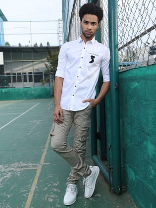Men's Solid Khaki Daily Wear Cargo | Rick Rogue-32