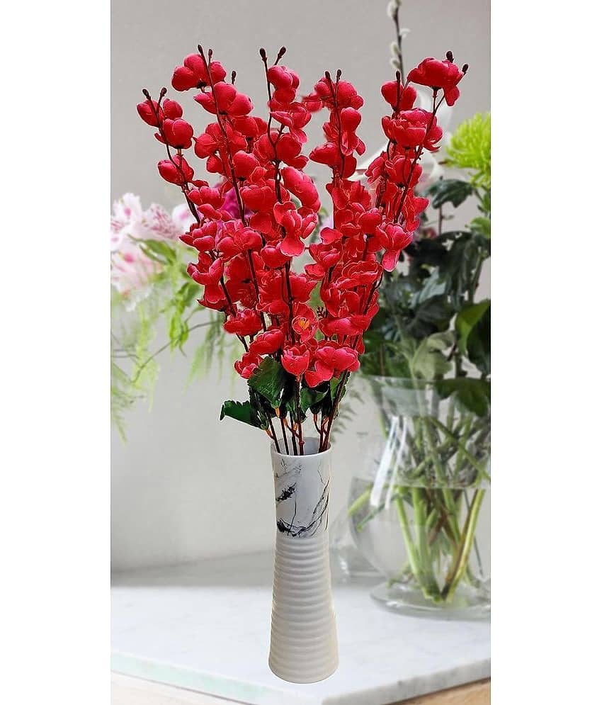 REAL PBR - Maroon Cherry Blossom Artificial Flowers Bunch ( 7 Sticks )