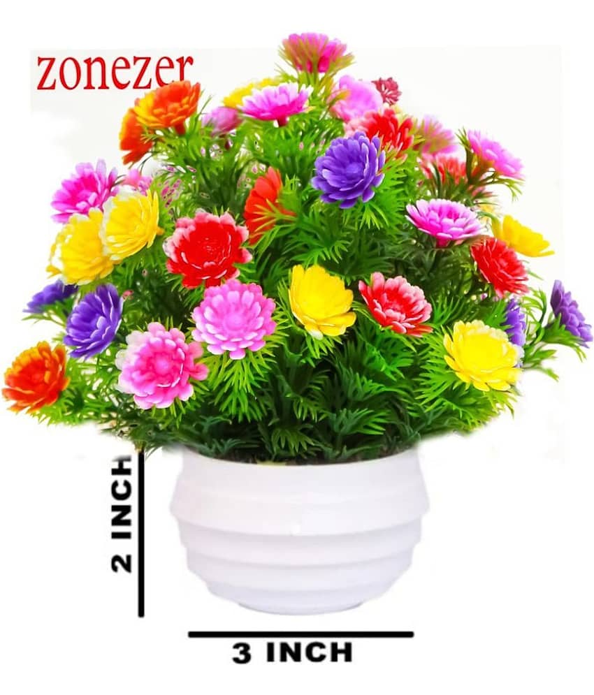 zonezer - Multicolor Sunflower Artificial Flowers with Basket ( Pack of 1 )