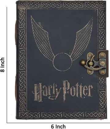 Harry Potter leather Emboss With Vintage Antique Paper A5 Diary Un-Ruled 240 Pages (Antique Black Color)