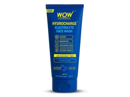 WOW Skin Science Hydrocharge Electrolyte Face Wash, Hydration Boost with Coconut Water & Hyaluronic Acid - 100 ml