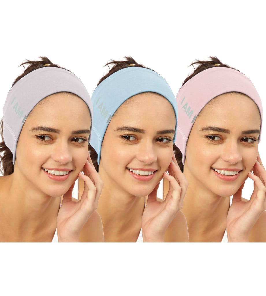 FREECULTR Unisex Bamboo Bandana, Anti Microbial Super Soft & Comfort Fit, Breathable Multipurpose Headband, Face Mask for Dust Protection and Sun - Size Printed Pack of 3-Sand, Chalk Blue, Peach