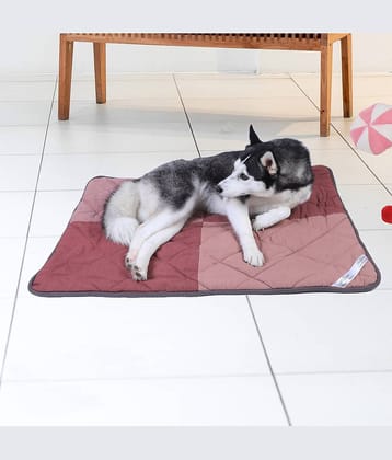 NUEVOS DOGGADIL Cotton Canvas Quilted Rectangle Pet Bed Mattress | Foldable Padded Pet Mat | Light Weighted Mattress for Pet_  MAUVE/ DARK MAUVE