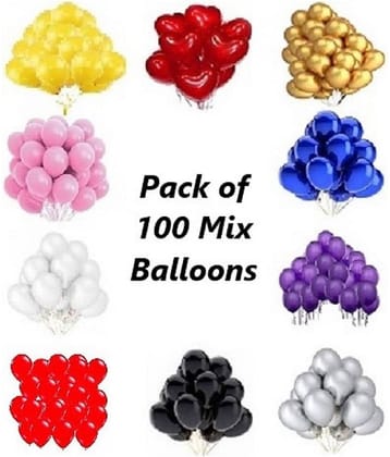 Jolly Party Solid Every Party Decoration Balloons (Multicolor, Pack of 100)