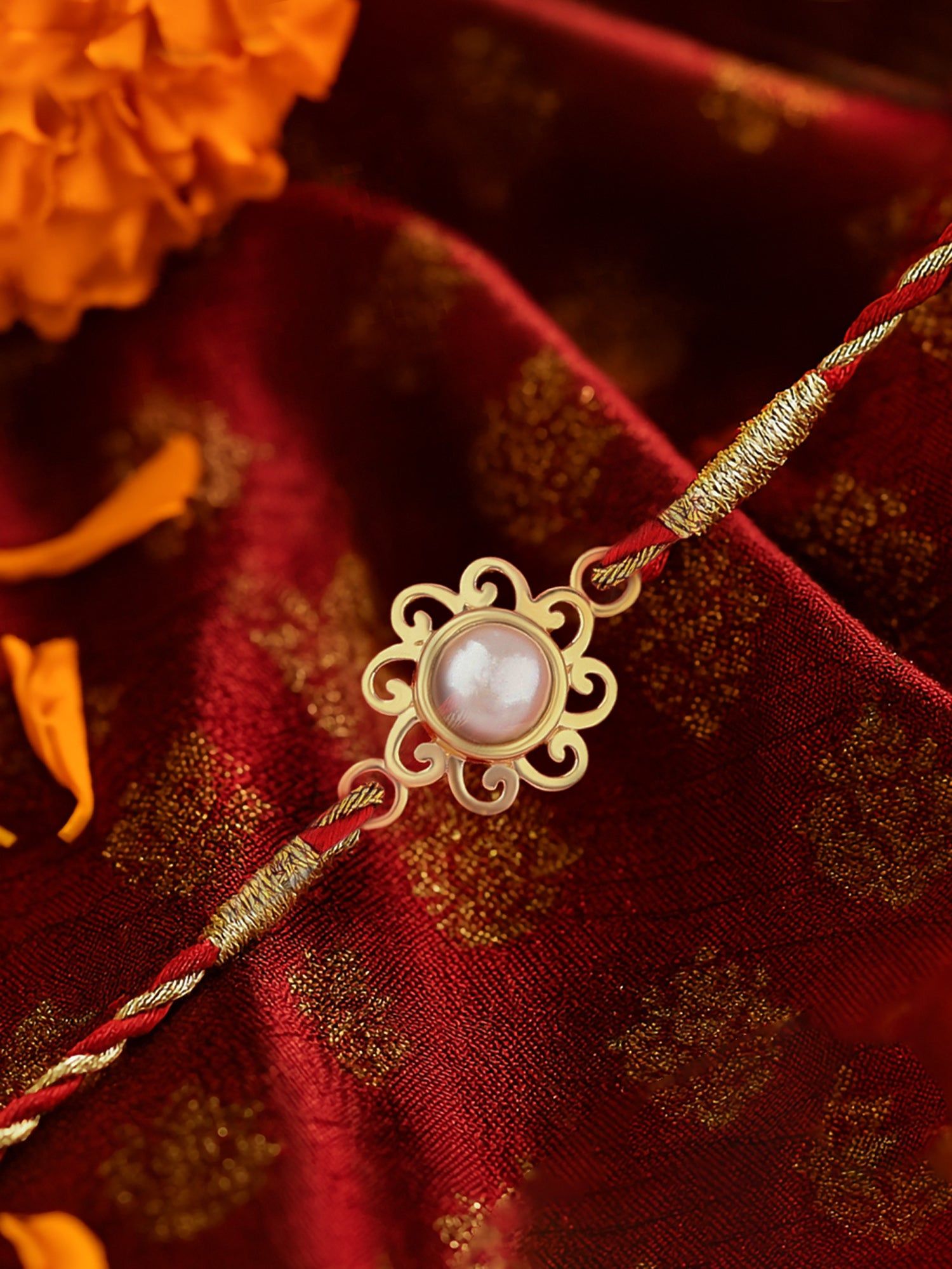 Pearl Gold Rakhi For Brother