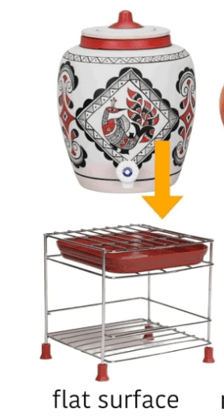 Square Surface Matka Stand for Water Pot | Steel Matka Stand for Kitchen | Water Pot Stand for Kitchen| 8 X 8 X 7.5 Inch (Square Matka)