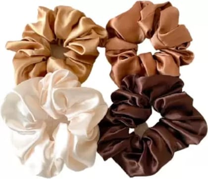 Elecsera Silk Scrunchies Hair Tie Elastic Large Hair Rubber Band (Multicolor)