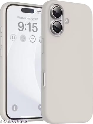 Kozykit Compatible for iPhone 16 Case 6.1, Slim Liquid Silicone 3 Layers Full Covered Soft Gel Rubber Phone Case Protective Cover 6.1 Inch  - Stone Grey