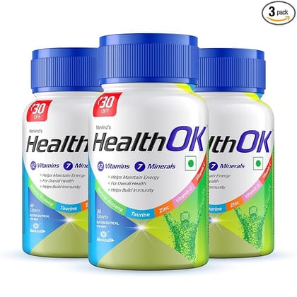 Health Ok Daily Multivitamin for Energy & Overall Health for Men30 Tablets x 3 (3 x 30 Tablets)