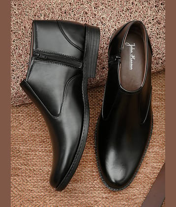 John Karsun Black Men's Slip On Formal Shoes