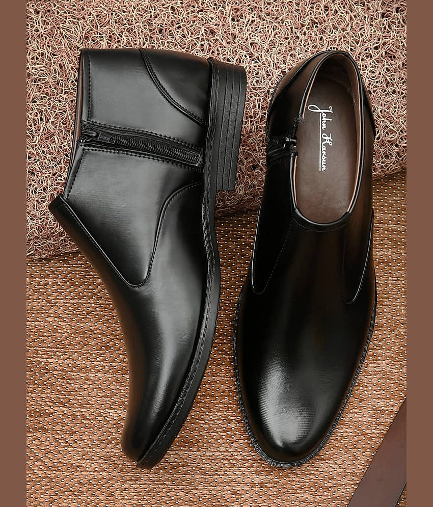John Karsun Black Men's Slip On Formal Shoes