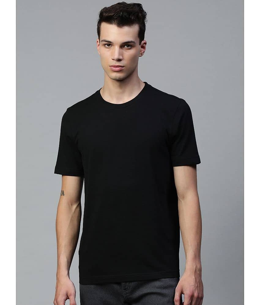 Huetrap Pack of 1 Cotton Blend Regular Fit Men's T-Shirt ( Black )