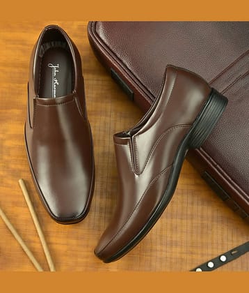 John Karsun Brown Men's Slip On Formal Shoes