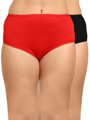 Bamboo Fabric Women's Hipster Panty | Red and Black | Pack of 2