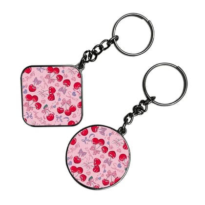 Cherries  - Keychain With Silver Border (Pack Of 2)