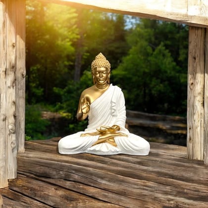 Meditating Buddha Mudra Showpiece Home décor Idol H- 14.5 Inches-Poly Resin