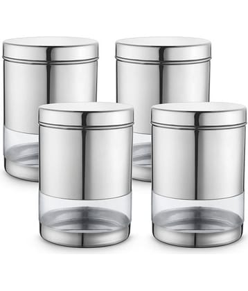 Classic Essentials Sleek Container Steel Transparent Cookie Container ( Set of 4 )