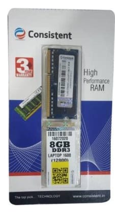 Consistent 8 GB DDR3 1600 MHz Speed Laptop RAM (Single Channel-12800 Series) with 3 Years Consistent 8 GB DDR3 1600 MHz Speed Laptop RAM (Single Channel-12800 Series) with 3 Years