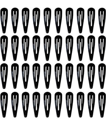 40 pcs Black Barrettes Small Snap Clip Size 30 mm(Small) Women Metal Hair Clips