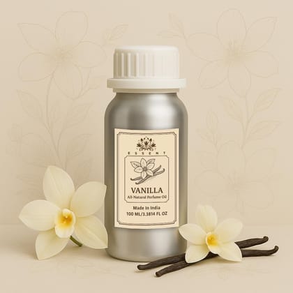 Essent Vanilla Unisex Roll-On Attar  3.38 fl. oz. (100 ml) | Long-Lasting Natural Fragrance |Premium Vetiver Scent| Alcohol-Free Perfume Oil