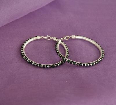 SILVER GREEN AND BLACK BABY BANGLE(PAIR)-1.8Inch