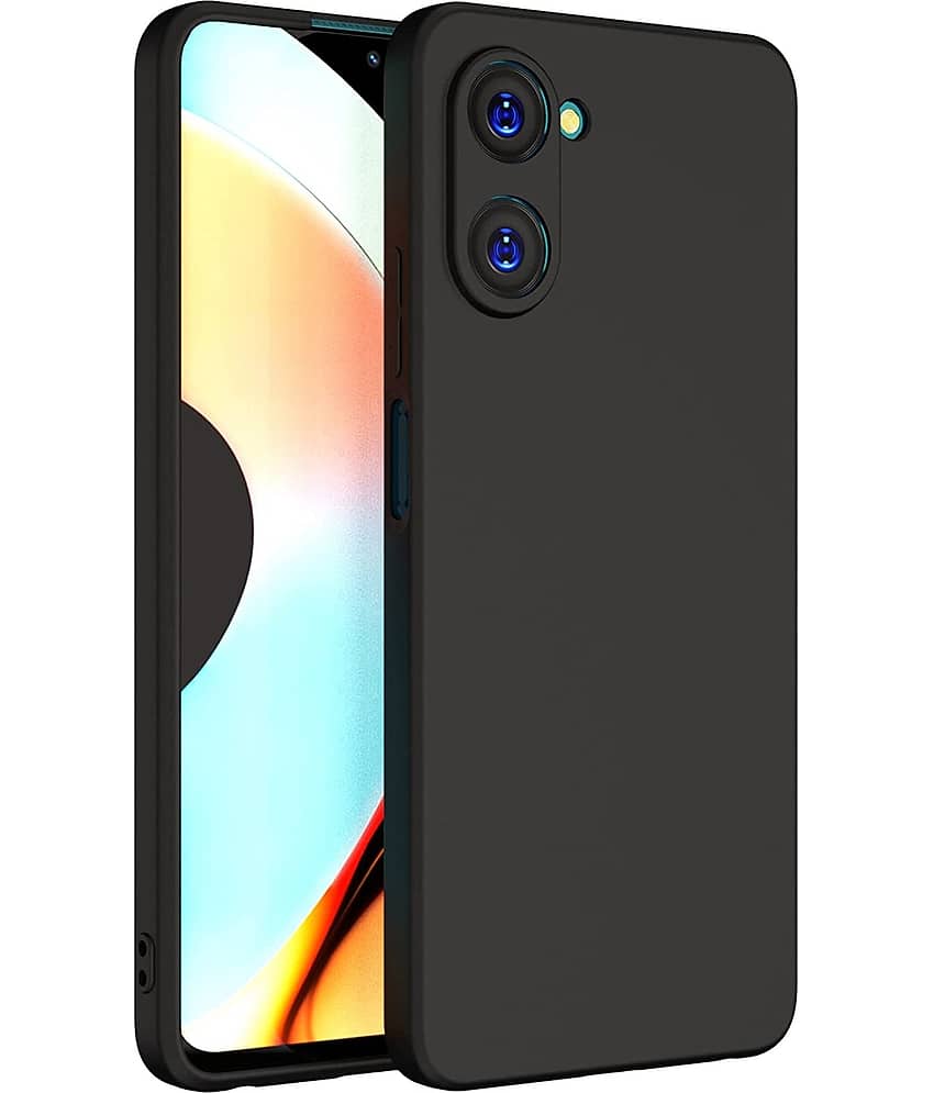 Spectacular Ace - Black Silicon Plain Cases Compatible For Realme 10 Pro 5G ( Pack of 1 )