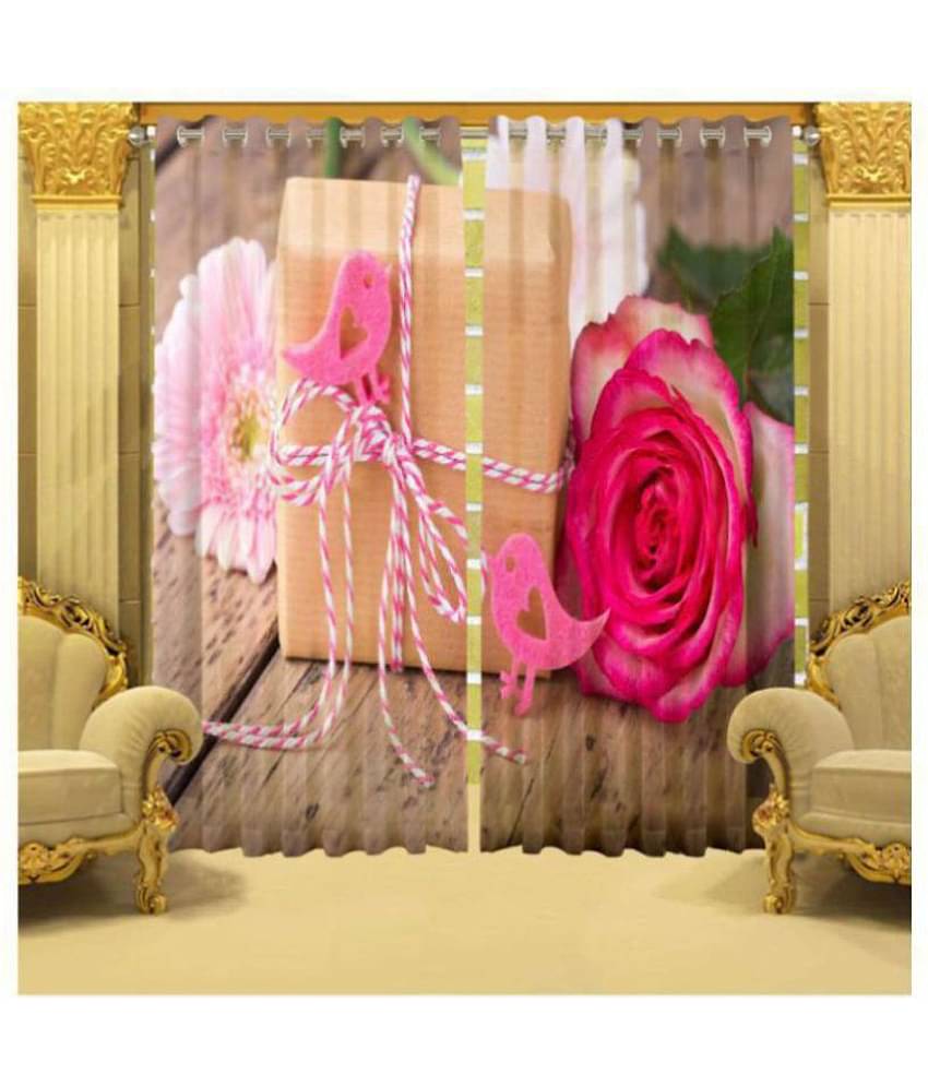 B7 CREATIONS Set of 2 Window Semi-Transparent Eyelet Polyester Curtains Multi Color