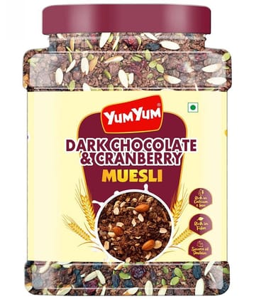 Yum Yum Chocolate Muesli 750g | Healthy Breakfast Cereals | Chocolate,Whole Grain,Cranberries, Almonds,Black Raisins,Pumkin Seeds | Antioxidant & Protein Rich | Calcium & Iron