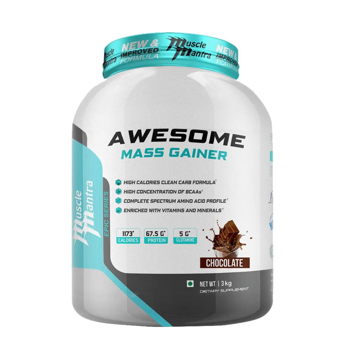 Muscle Mantra Epic Series Awesome Mass Gainer-3 kg / Chocolate
