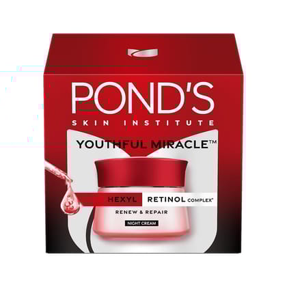 PONDS Age Miracle Wrinkle Corrector (Anti-Wrinkle) Anti Aging Night Cream, With Retinol-C Complex, 50 g