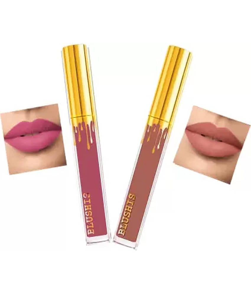BLUSHIS Multicolor Waterproof Transfer Resistant Matte Lipstick (Pack of 2)