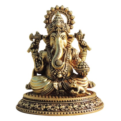 Brass Showpiece Ganesh Ji God Idol Statue, Made From Machine (BSMAS1702 G)