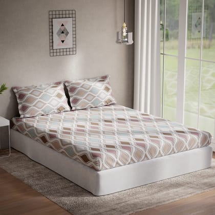 DDECOR - Sigma Collection 100% Cotton Ethnic Pattern 136TC Queen Bedsheet |224 CM X 254 CM| Brown