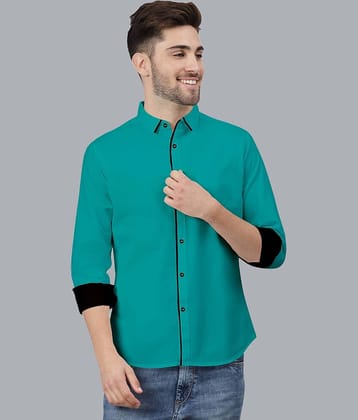 VTEXX Cotton Blend Regular Fit Solids Full Sleeves Men's Casual Shirt - Green ( Pack of 1 )